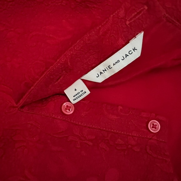 Janie and Jack red drop waist lace overlay bow Christmas dress. Valentines dress - Picture 3 of 3